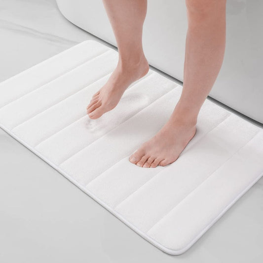 Grand Tapis de Bain Épais Blanc / 60x150cm