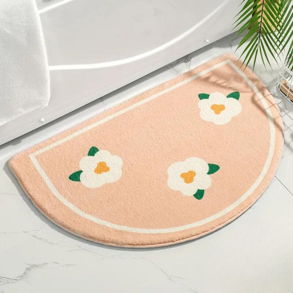 Tapis de Bain Beige et Blanc