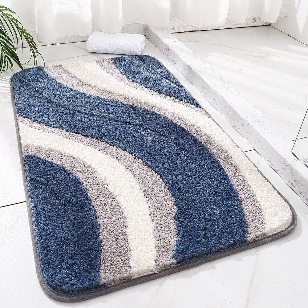 Tapis de Bain Bleu et Gris