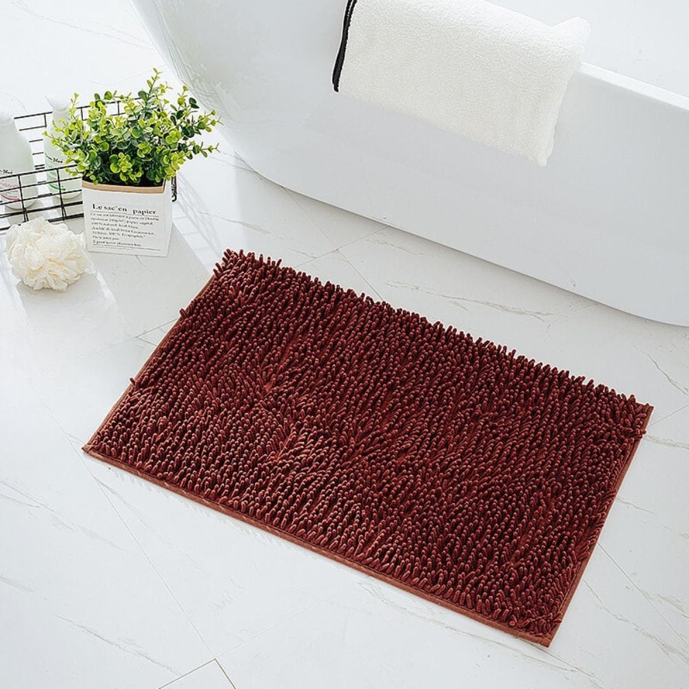 Tapis de Bain Chenille Marron