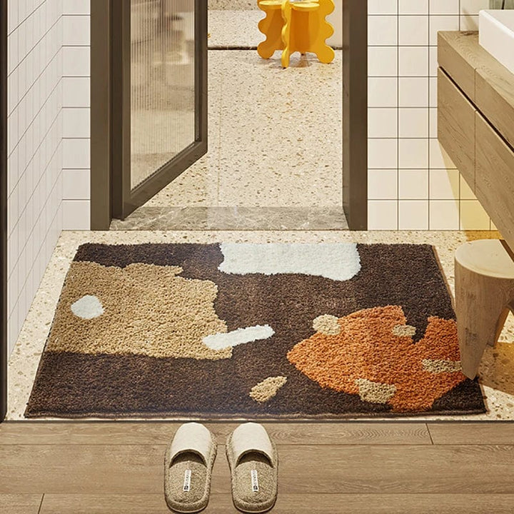 Tapis de Bain Épais Marron et Beige