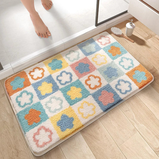 Tapis de Bain Fleuri #84b2b5 / 40x60cm