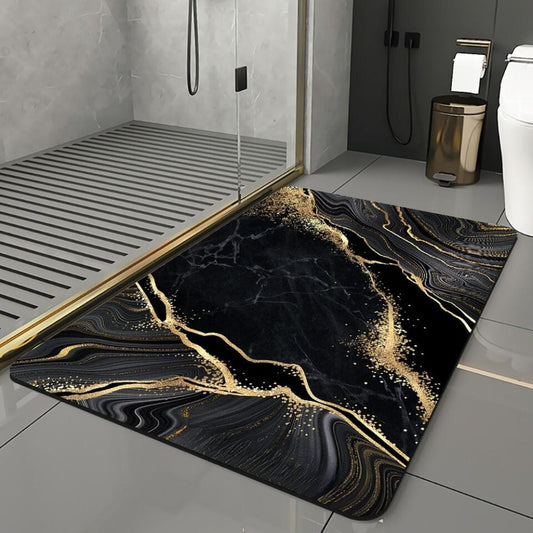 Tapis de Bain Noir et Doré