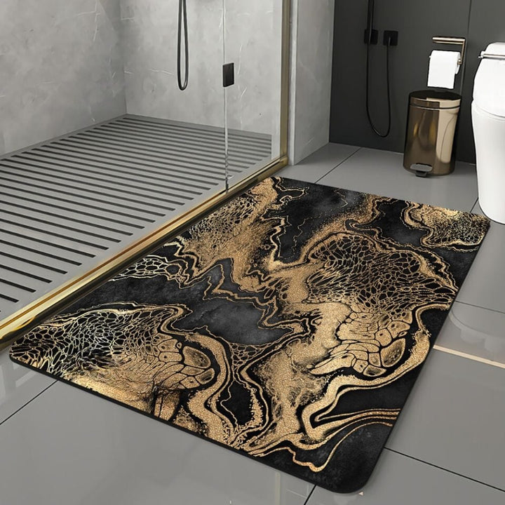 Tapis de Bain Noir et Doré