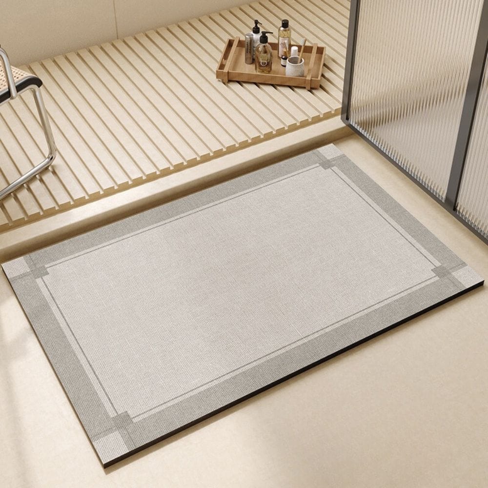 Tapis de Salle de Bain Gris Argent