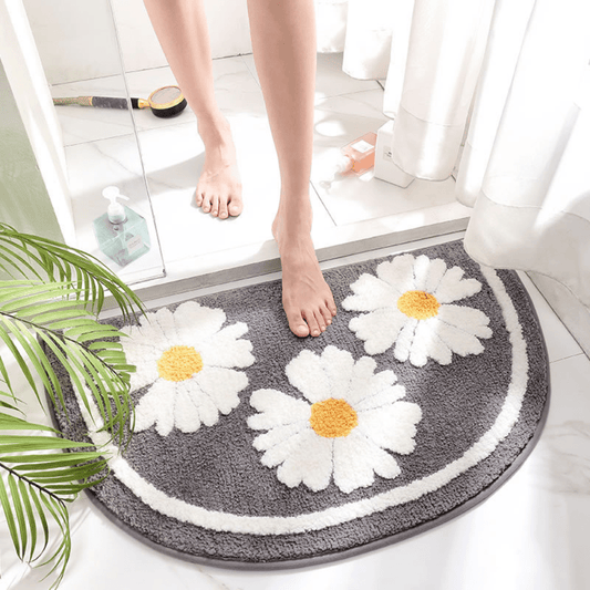 Tapis Demi Lune Originale Pour Salle de Bain Gray Flower / 45x75cm