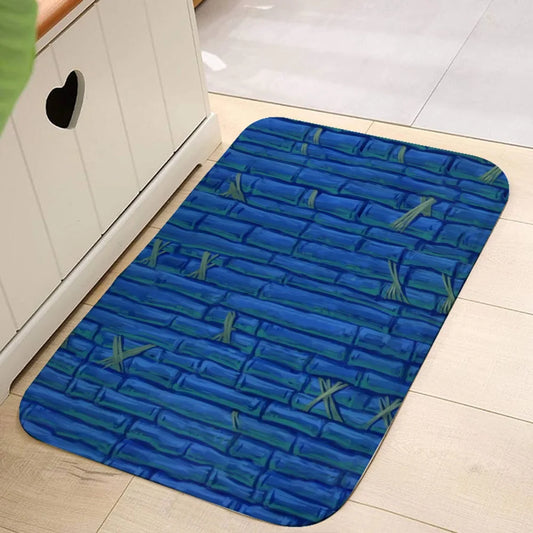 Tapis Salle de Bain Bambou Bleu