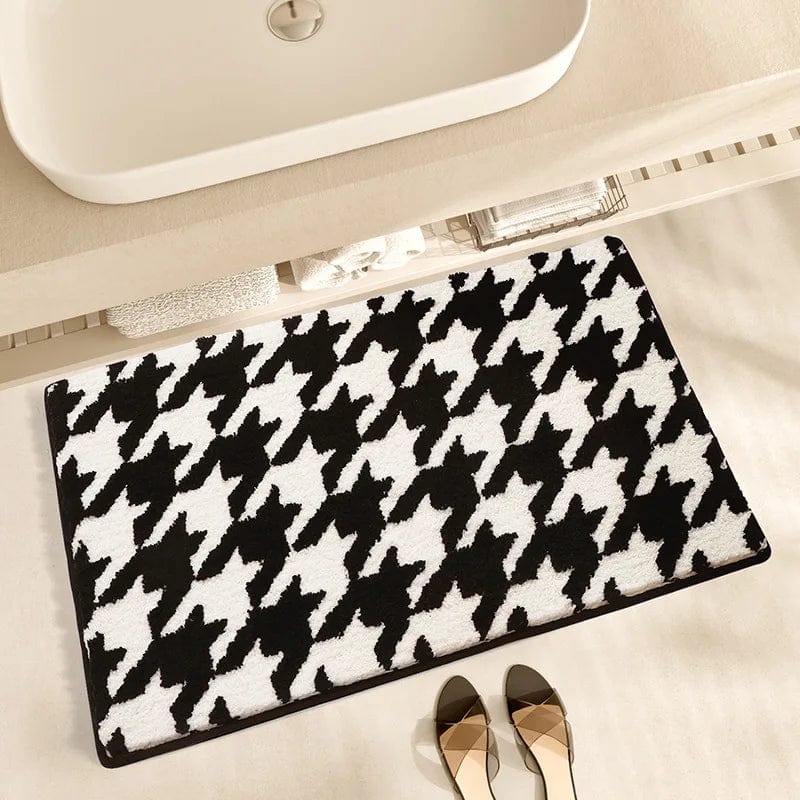 Tapis Salle de Bain Blanc et Noir