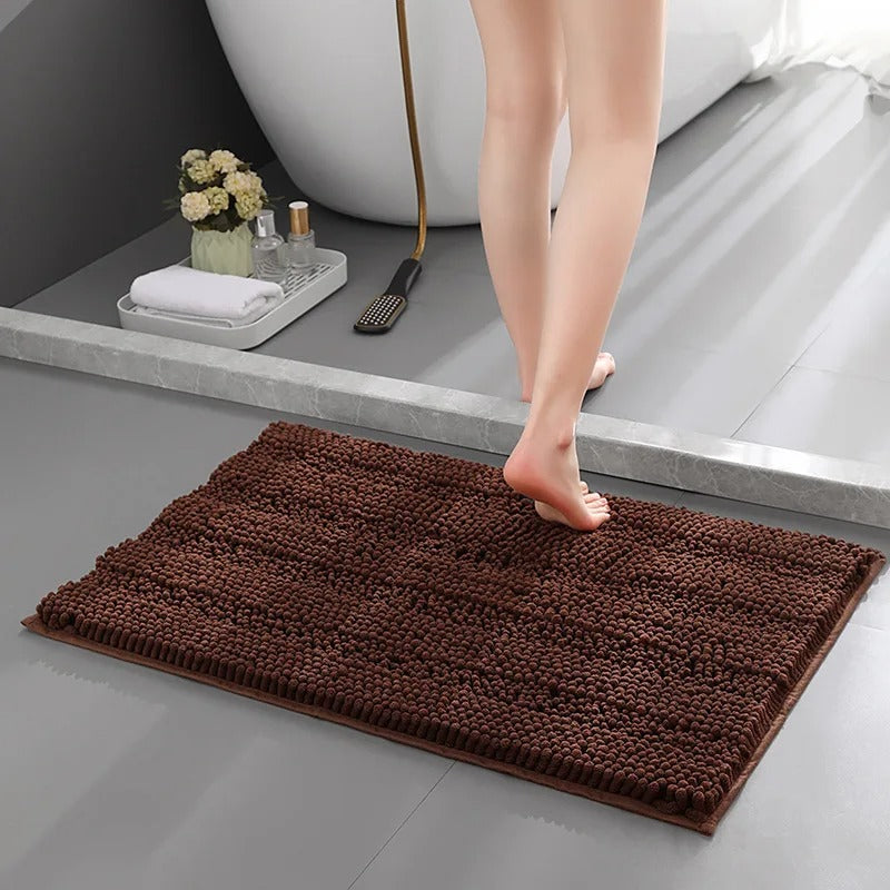 Tapis Salle de Bain Chenille Marron