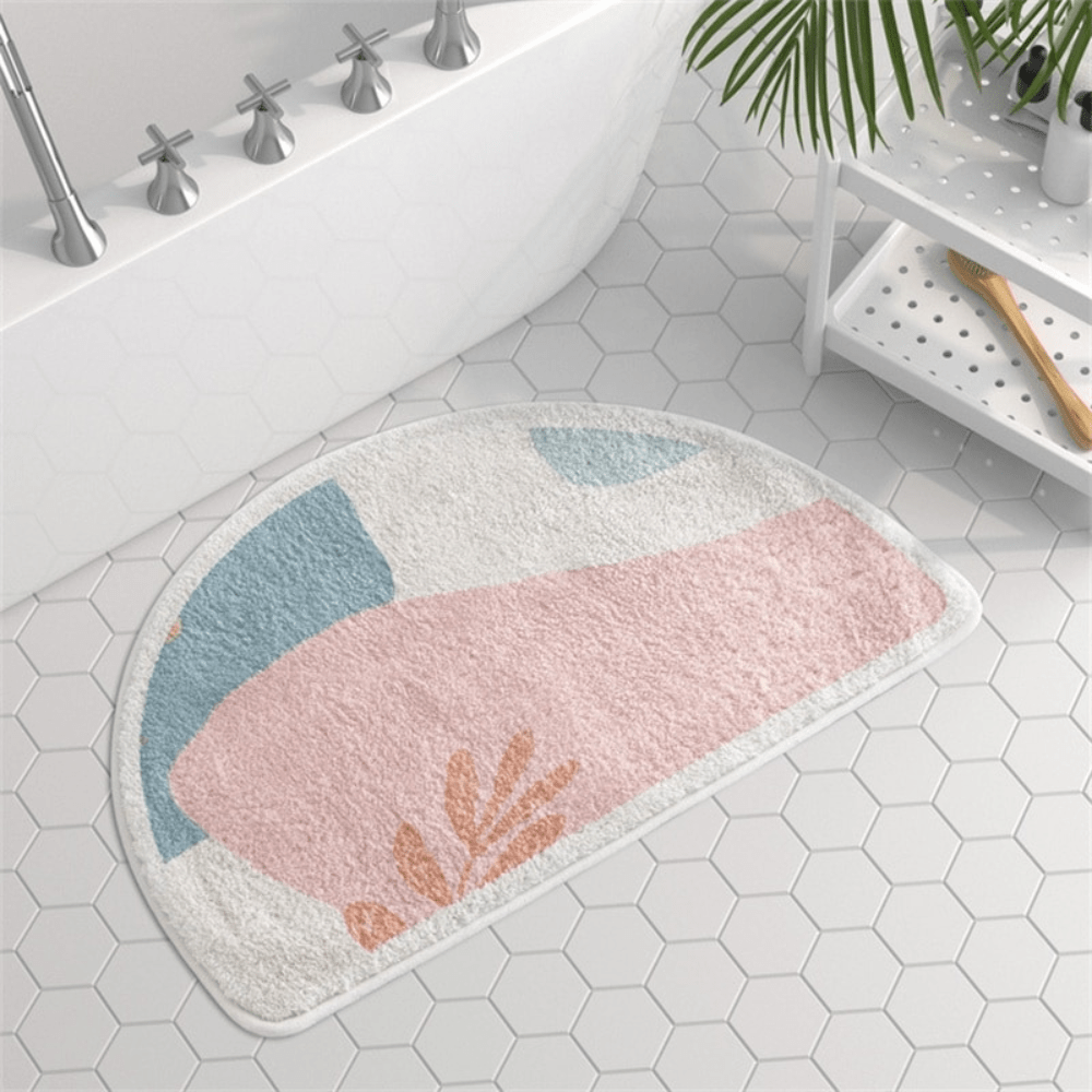 Tapis Salle de Bain Demi Lune Rose Demi Lune Blue Beige / 40x60cm