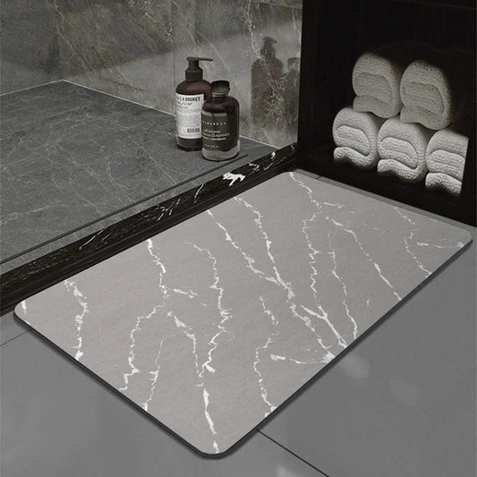 Tapis Salle de Bain Effet Marbre Gris / 45x70cm