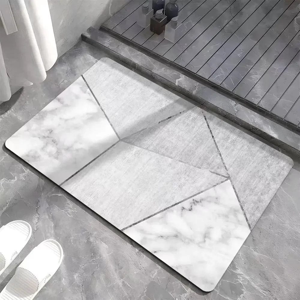 Tapis Salle de Bain Gris et Blanc