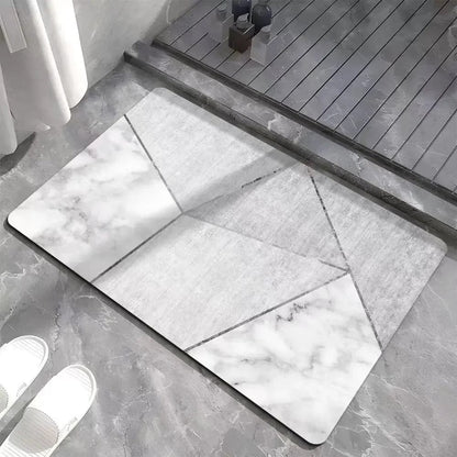 Tapis Salle de Bain Gris et Blanc